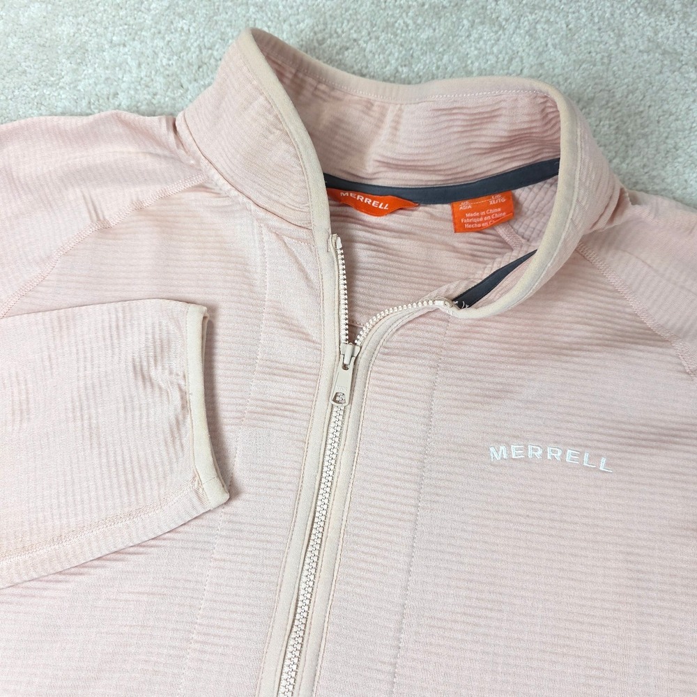Merrell‎ Jacket Womens L Light Pink Waffle Fleece Raglan Sleeve Full Zip Stretch
